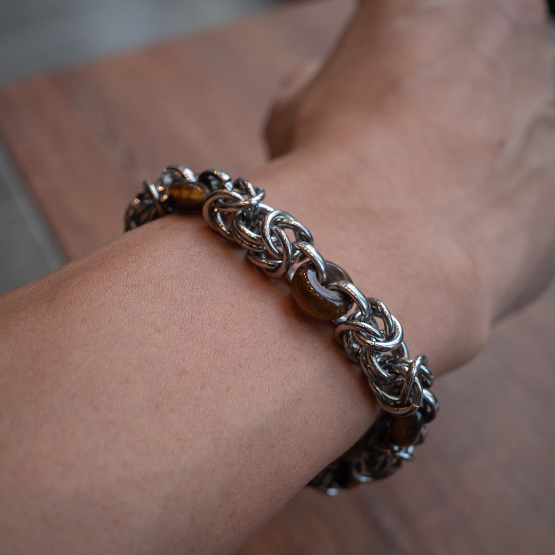 Stainless Steel Tiger's Eye Chain Bracelet