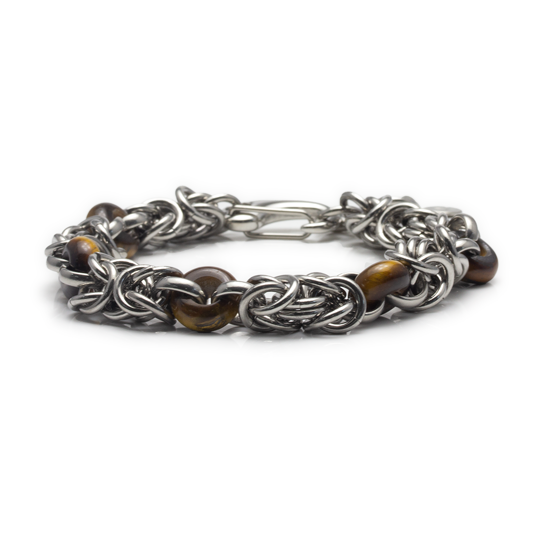 Stainless Steel Tiger's Eye Chain Bracelet