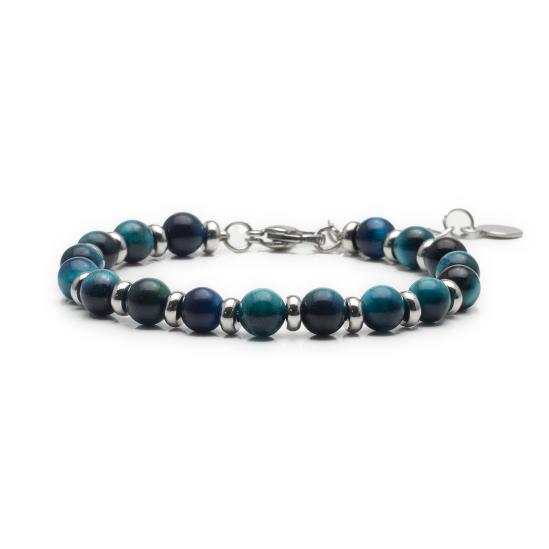 Crystal Plate Bracelet - Blue Tiger's Eye - Small