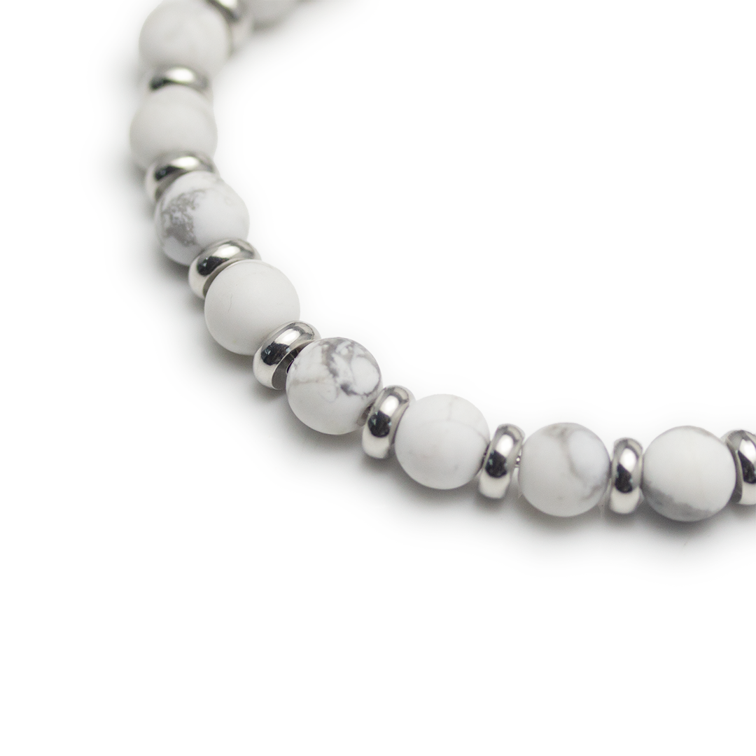 Crystal Plate Bracelet - Howlite - Small