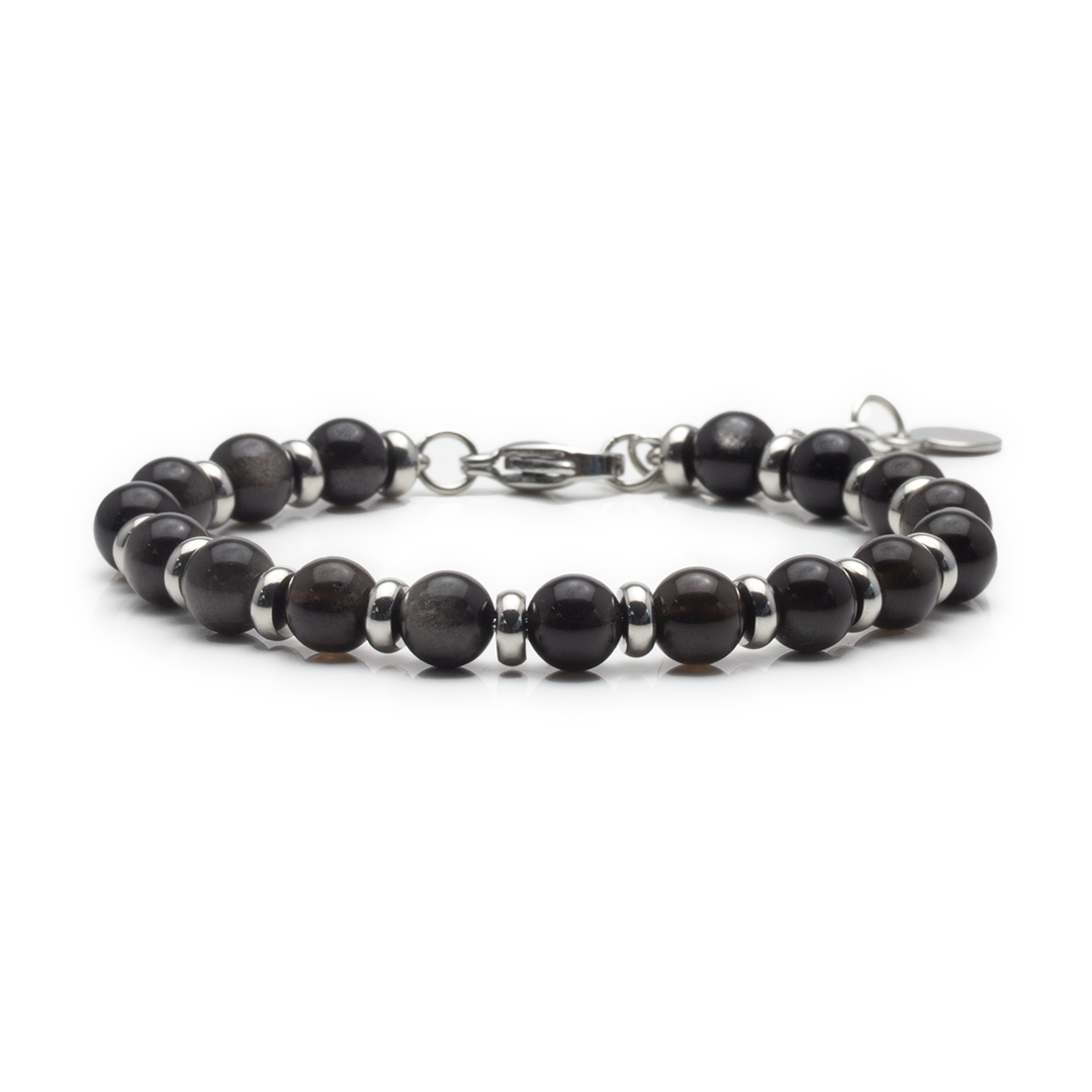 Crystal Plate Bracelet - Obsidian - Small