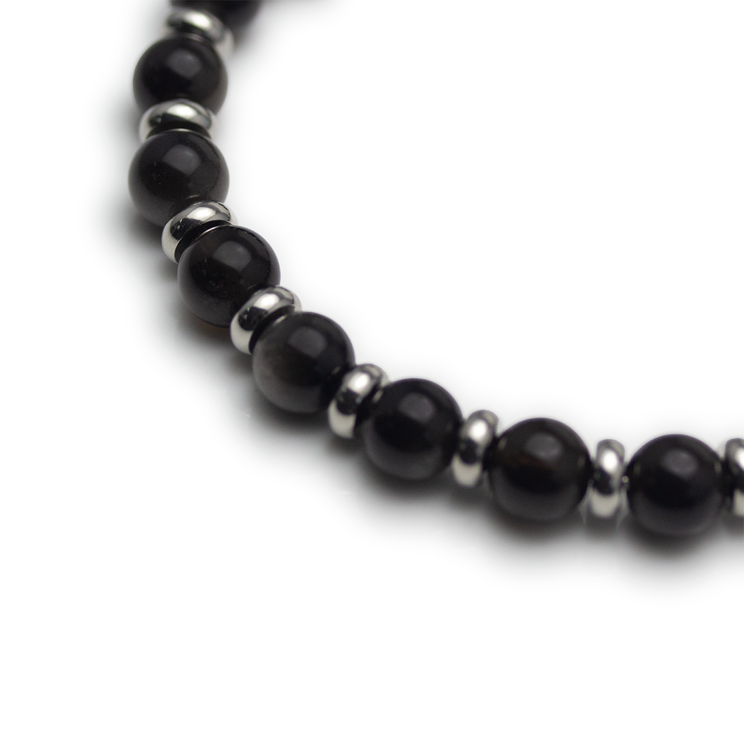 Crystal Plate Bracelet - Obsidian - Small