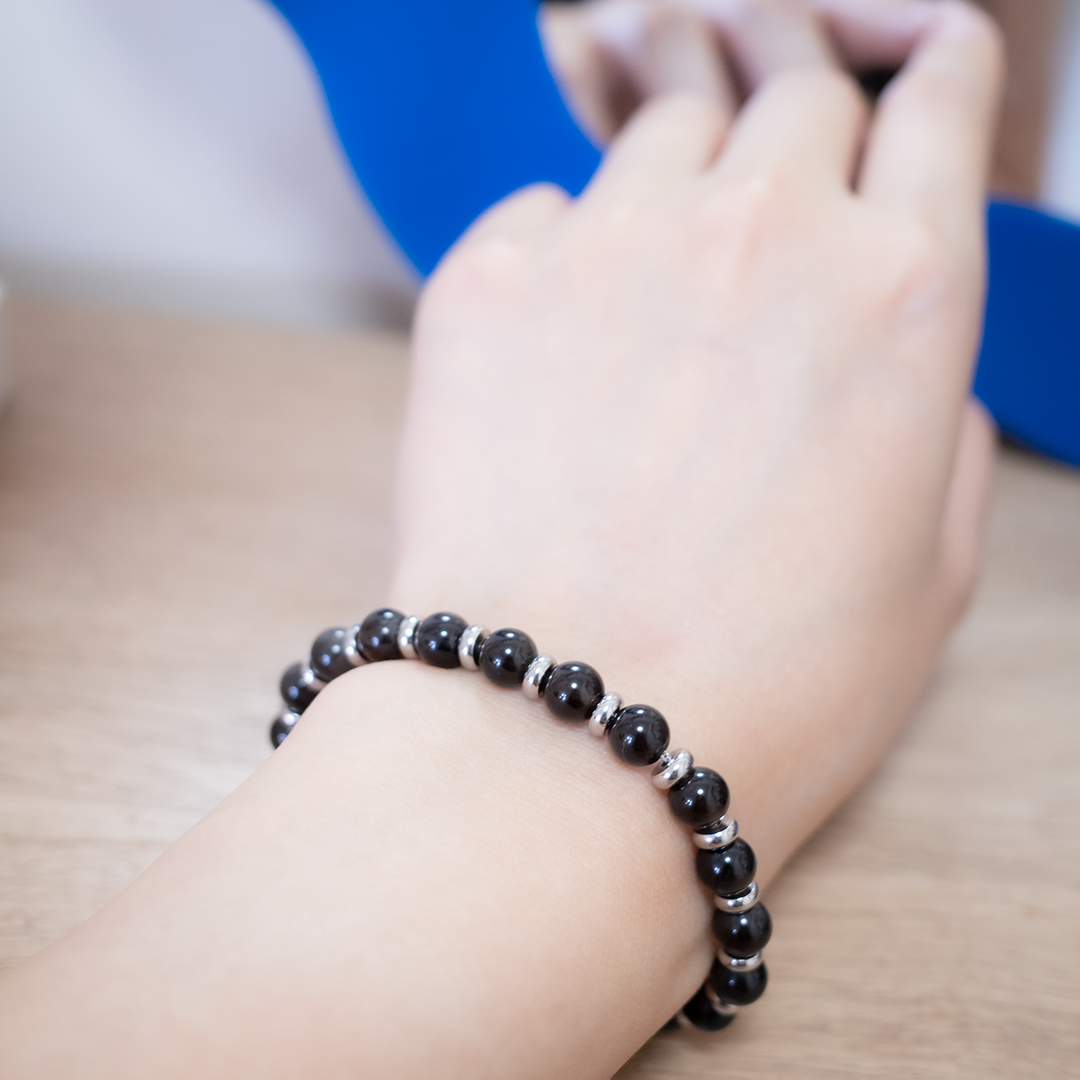 Crystal Plate Bracelet - Obsidian - Small