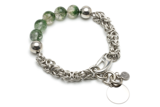 Changeless Engraving Gemstone Bracelet - Green Phantom Quartz