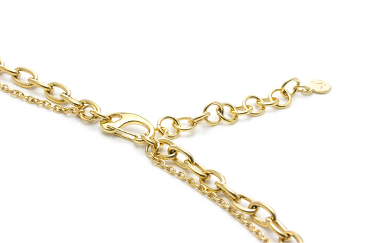 Allora Heart Customize Engraving Double Necklace - Gold