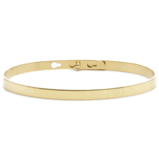 Classic Customize Engraving Adjustable Bangle - Gold - Small Size