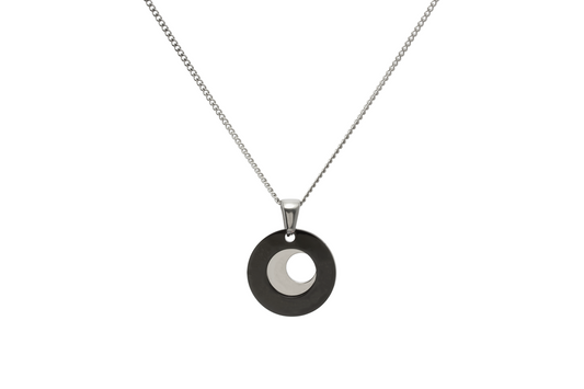 To the moon Customize Engraving Necklace - Black and Silver