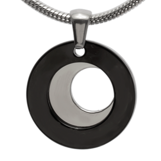 To the moon Customize Engraving Necklace - Black and Silver - Large Size