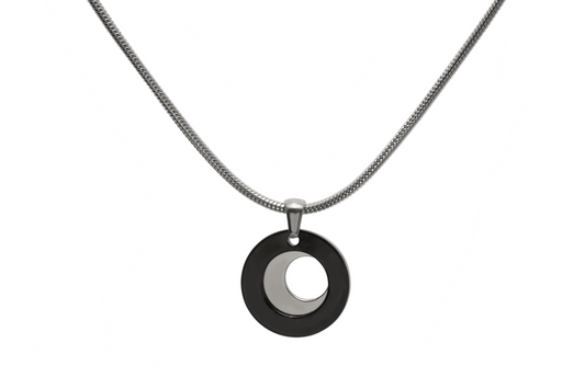 To the moon Customize Engraving Necklace - Black and Silver - Large Size