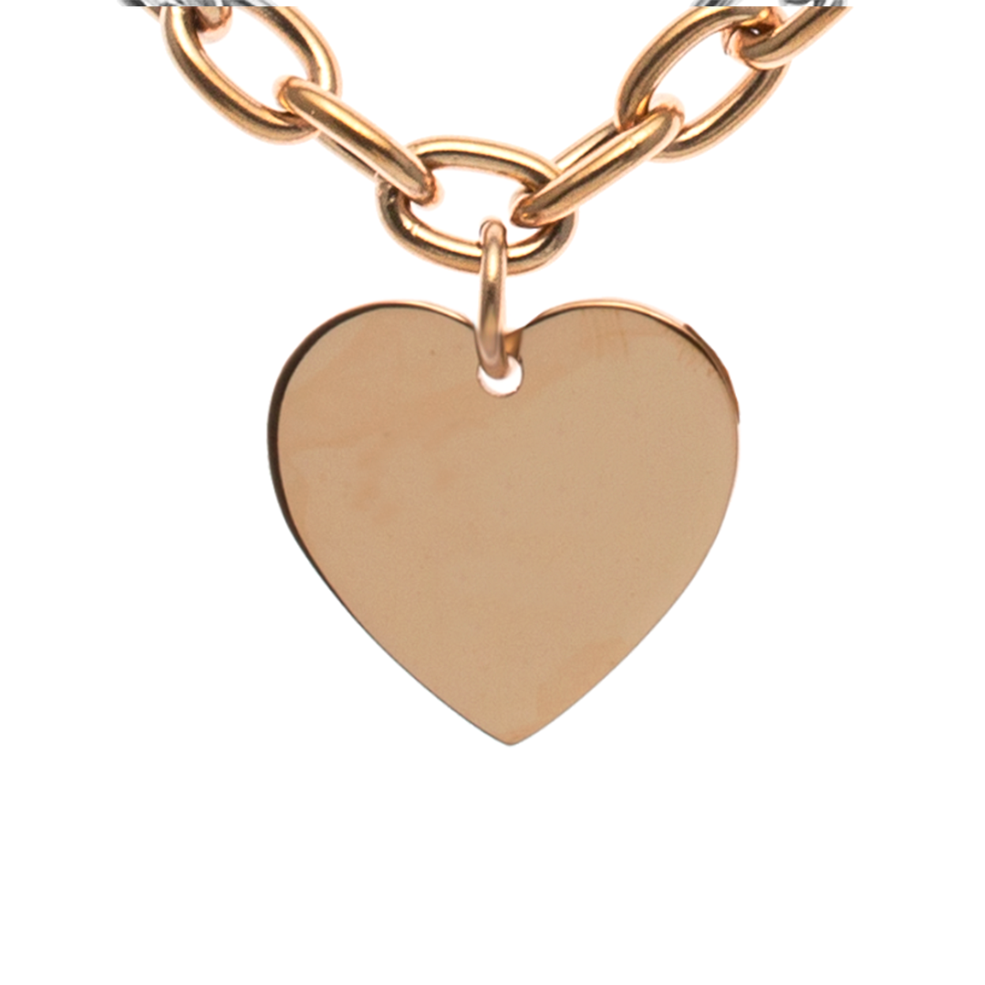 Allora Heart Customize Engraving Double Necklace - Rose Gold