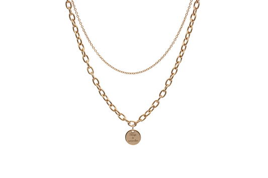 Allora Customize Engraving Double Necklace - Rose gold