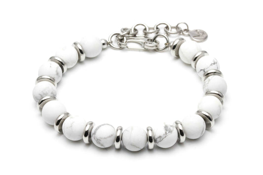 Gemstone Plate Bracelet - White [Gender neutral]