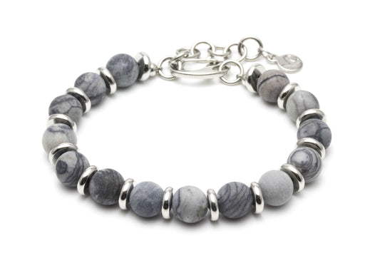 Gemstone Plate Bracelet - Grey [Gender neutral]