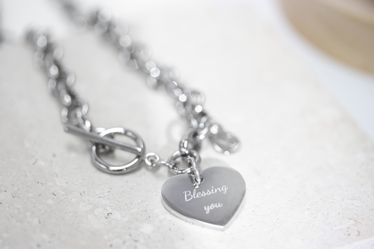 Locked Heart Customize Engraving Necklace - Silver