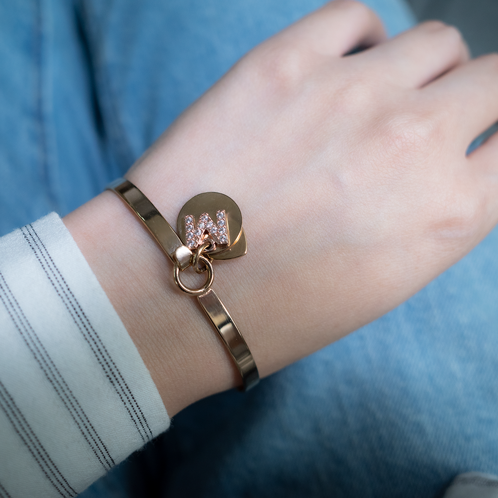 Je t'adore Customize Engraving Bangle - Rose Gold