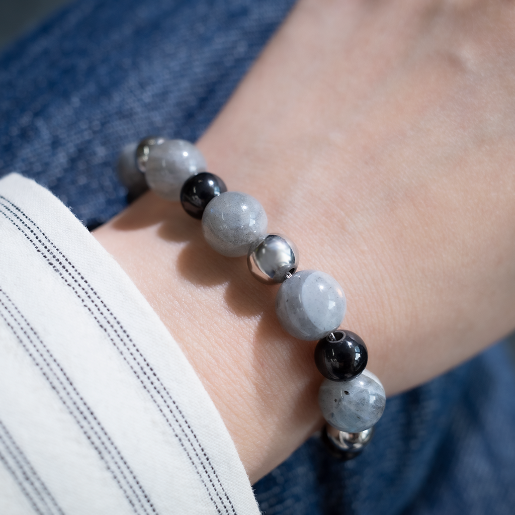 Health Blessings Grey Moon Stone Bracelet - Self-Healing