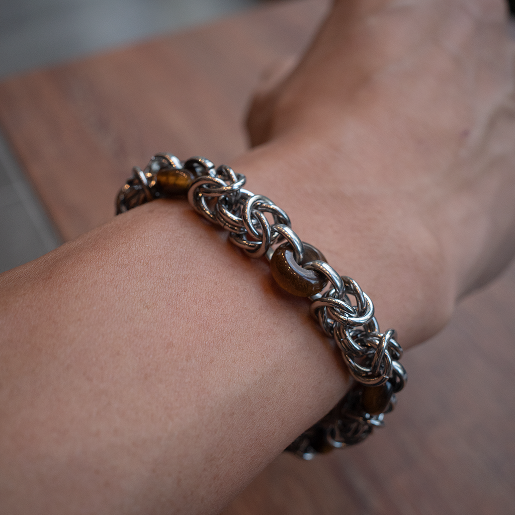 Stainless Steel Tiger's Eye Chain Bracelet