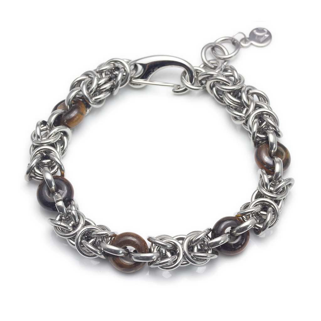 Stainless Steel Tiger's Eye Chain Bracelet