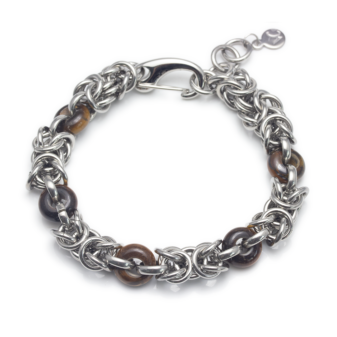 Stainless Steel Tiger's Eye Chain Bracelet