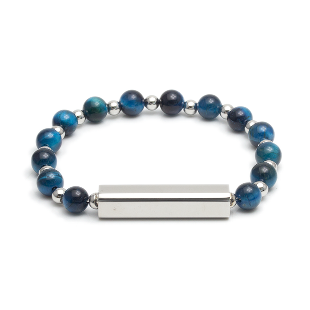 Amore Customize Engraving Crystal Bracelet - Blue Tiger's Eye Stone