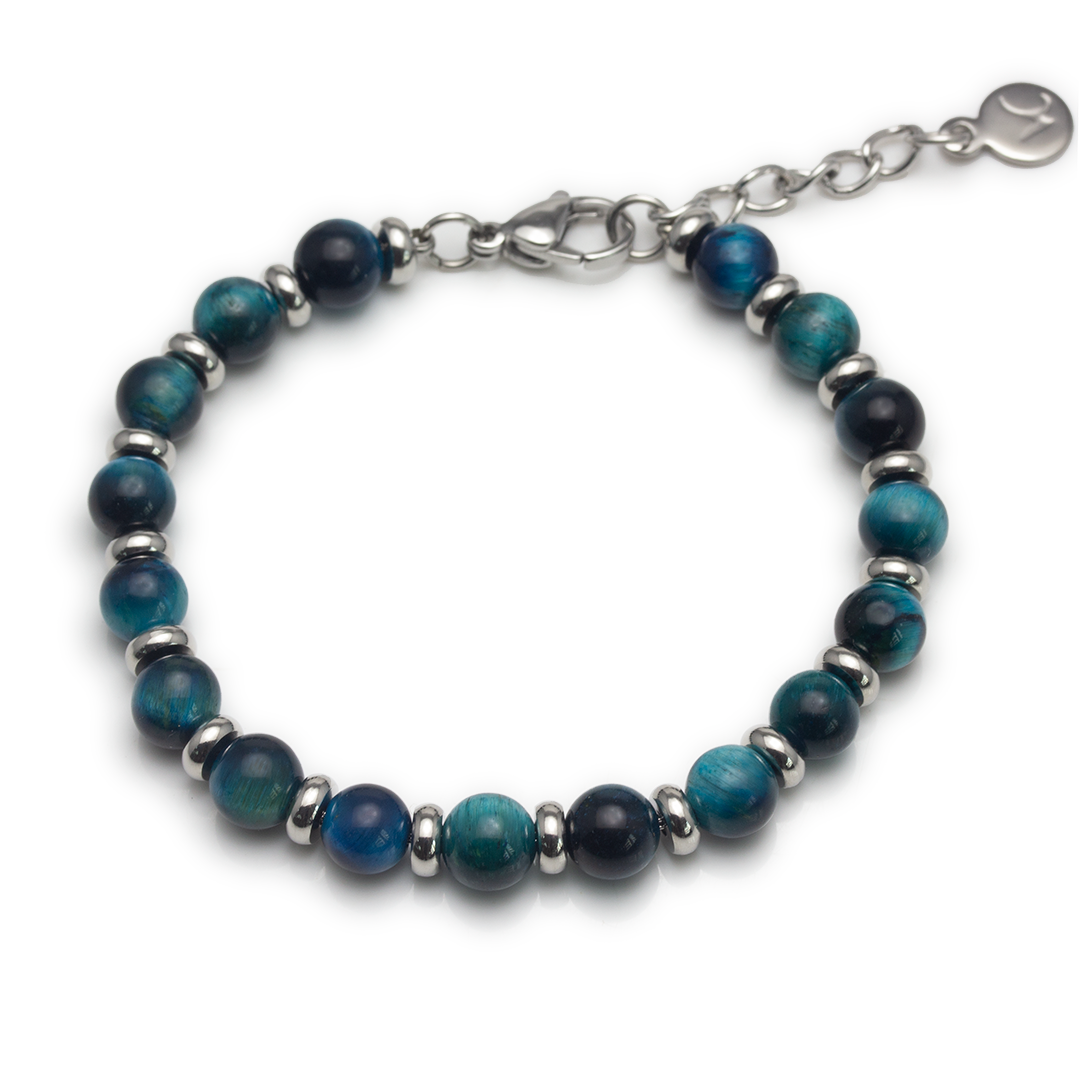 Crystal Plate Bracelet - Blue Tiger's Eye - Small