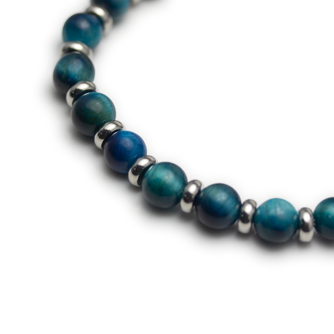 Crystal Plate Bracelet - Blue Tiger's Eye - Small