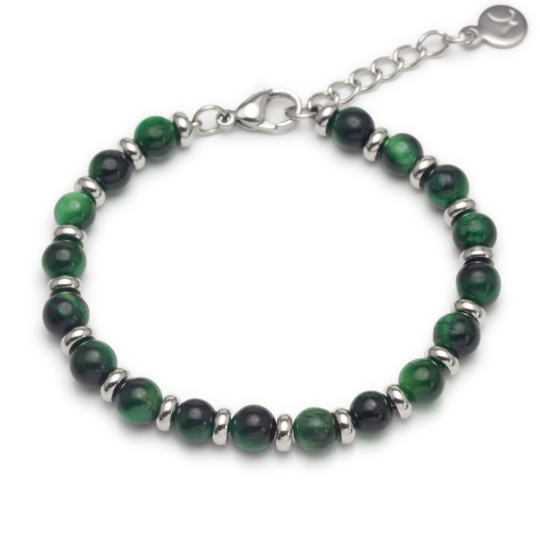 Crystal Plate Bracelet - Green Tiger's Eye - Small
