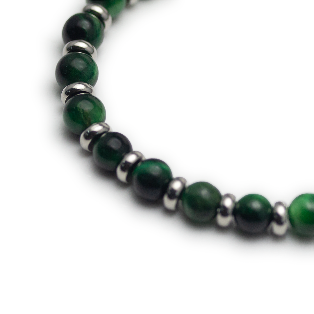 Crystal Plate Bracelet - Green Tiger's Eye - Small