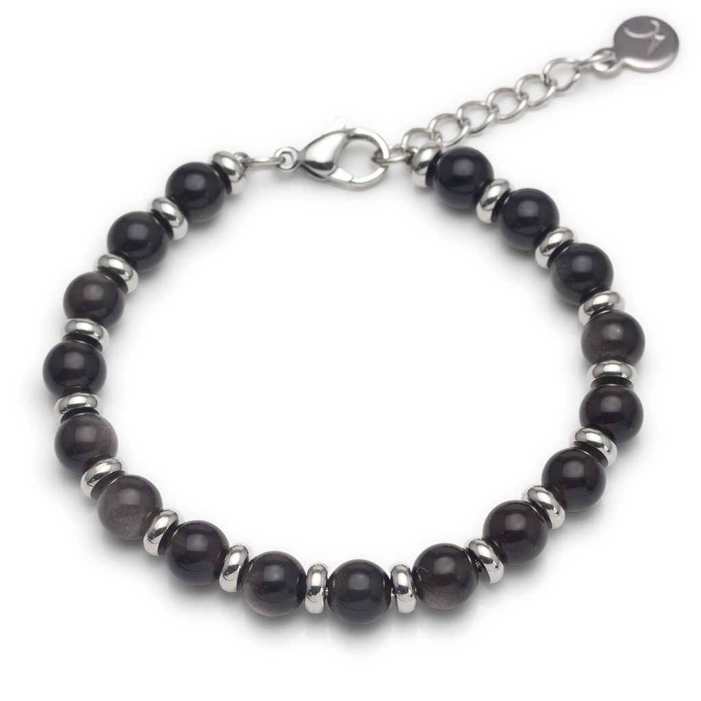 Crystal Plate Bracelet - Obsidian - Small