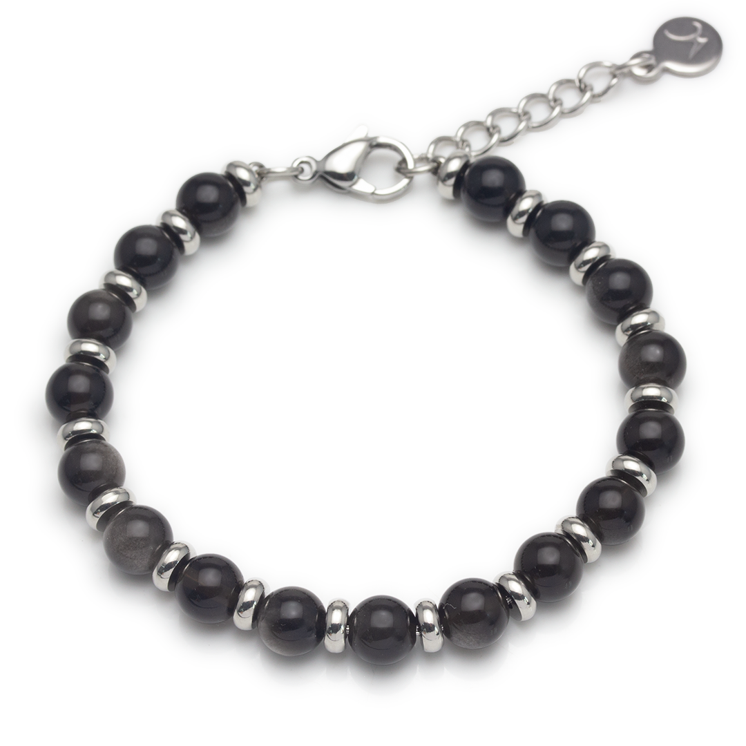 Crystal Plate Bracelet - Obsidian - Small
