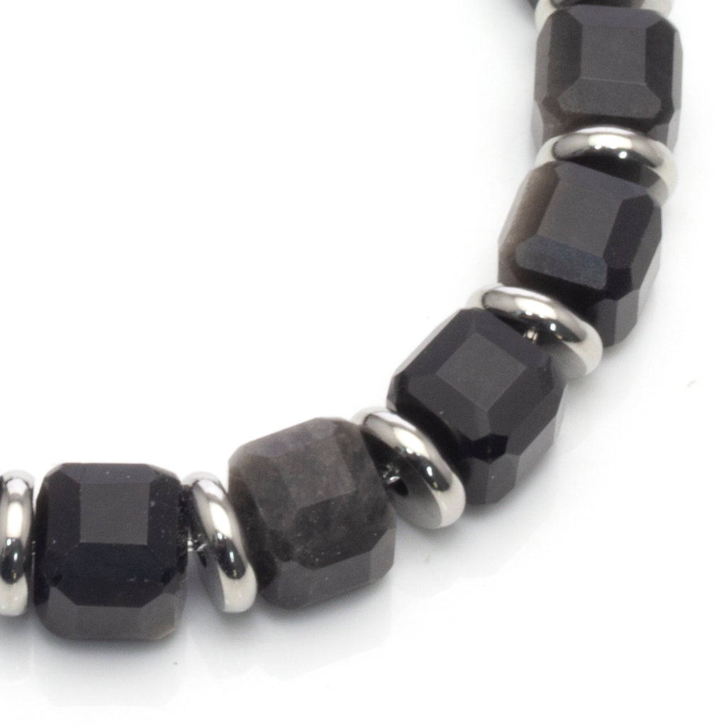RAW Geometric Cut Obsidian Bracelet