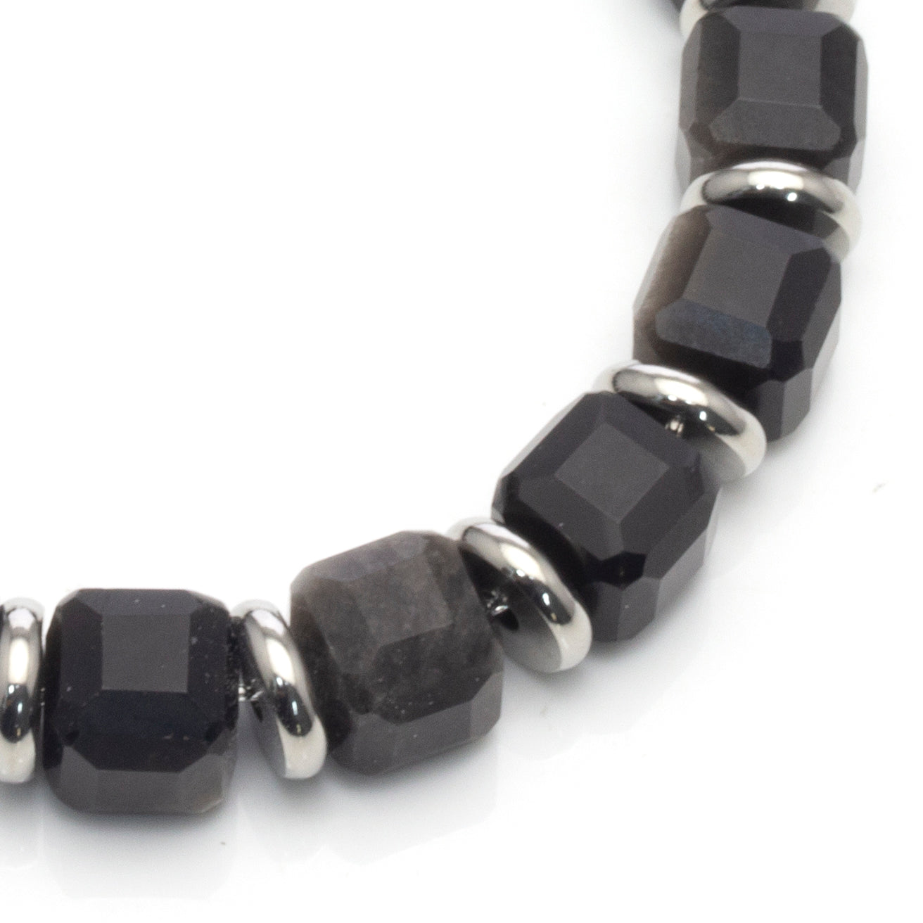 RAW Geometric Cut Obsidian Bracelet
