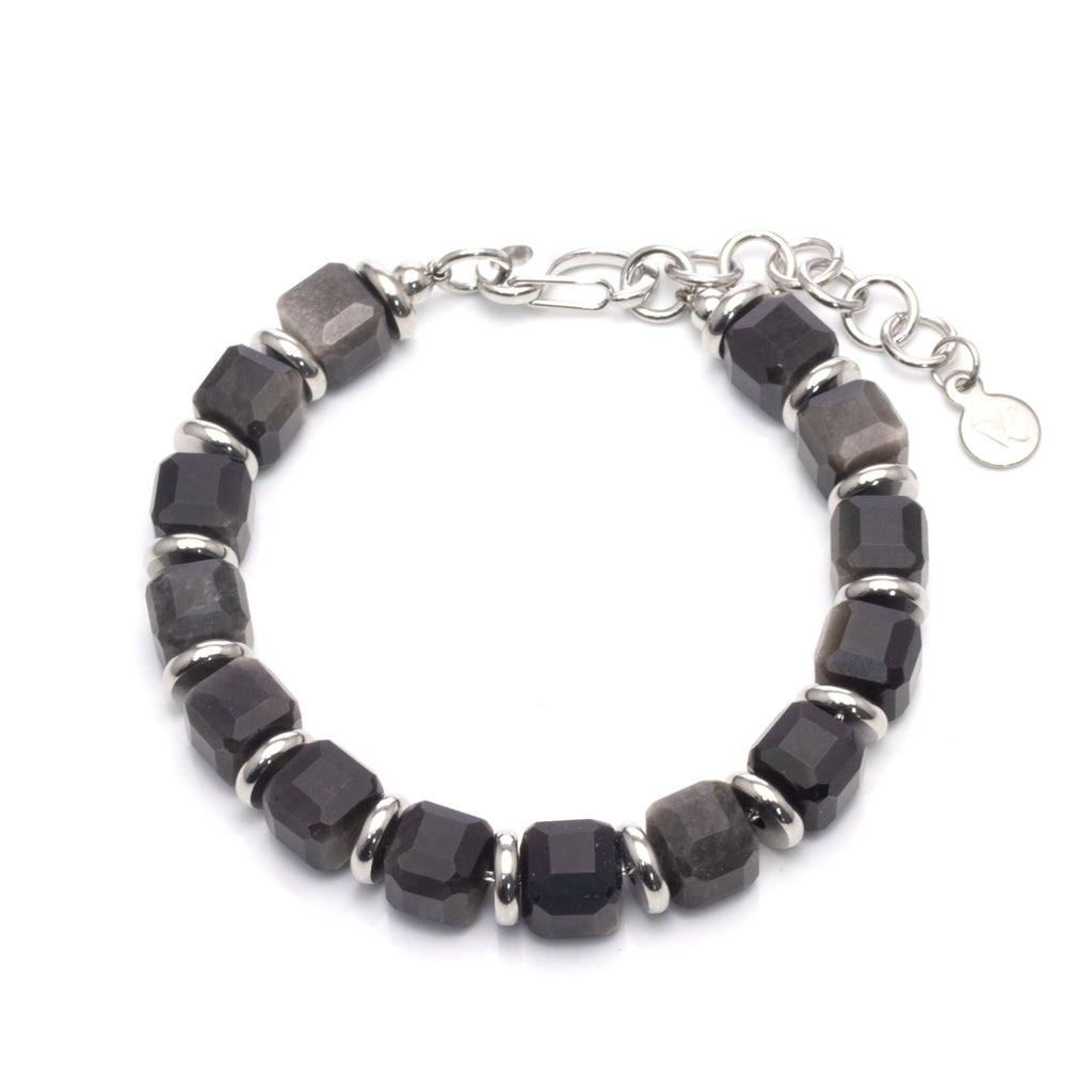 RAW Geometric Cut Obsidian Bracelet