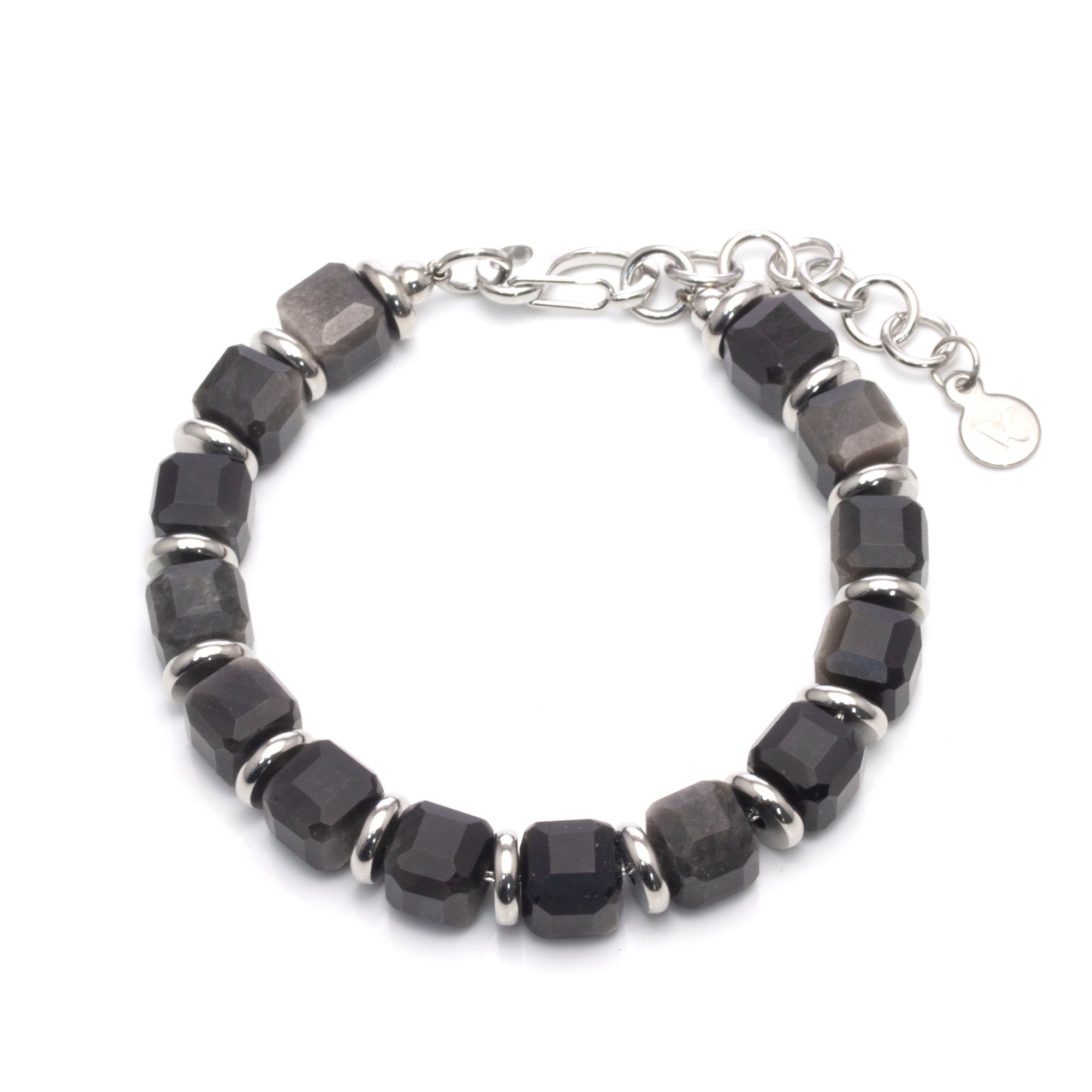 RAW Geometric Cut Obsidian Bracelet