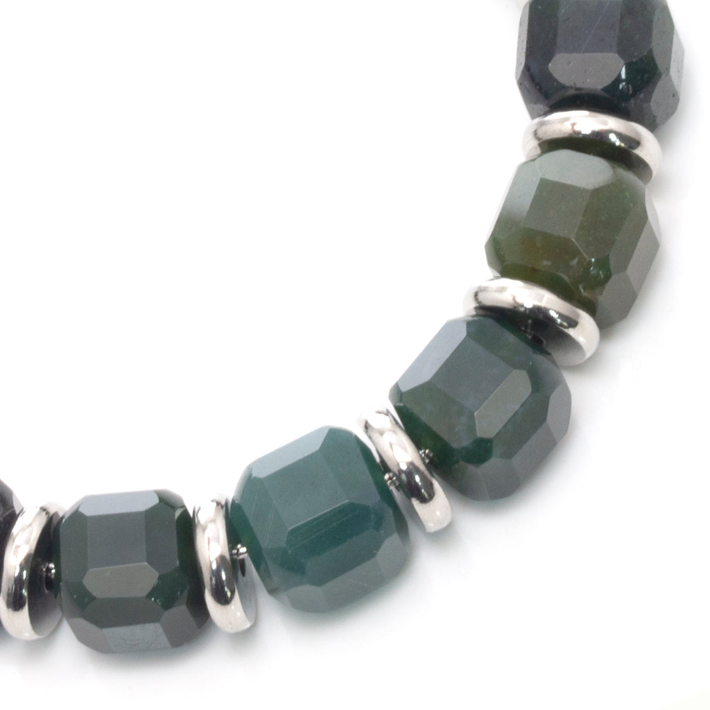 RAW Geometric Cut Moss Agate Bracelet