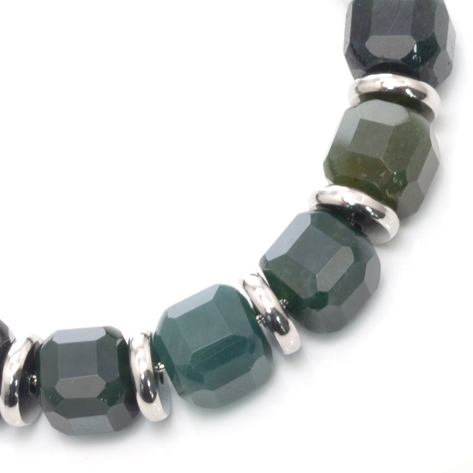 RAW Geometric Cut Moss Agate Bracelet