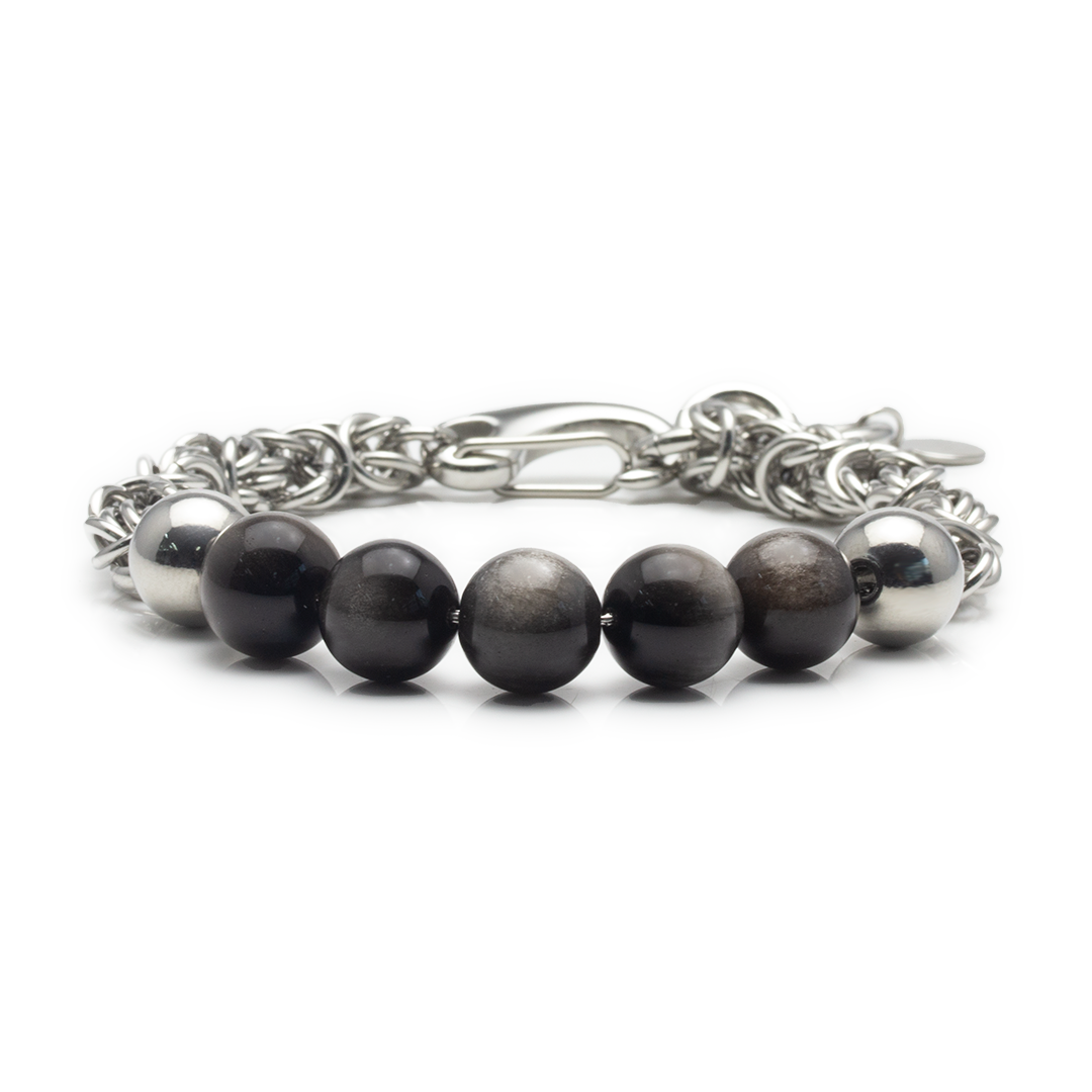 Changeless Engraving Obsidian Bracelet