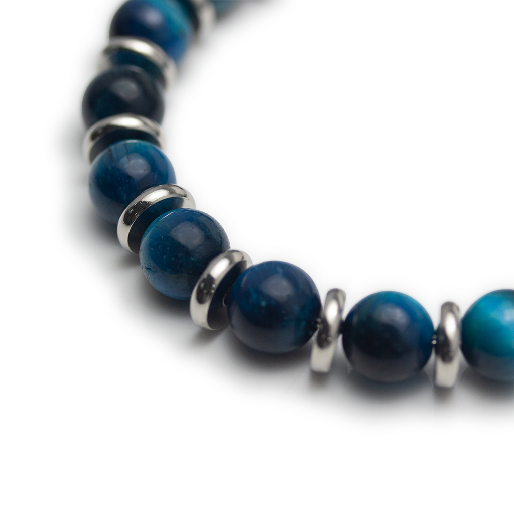 Crystal Plate Bracelet - Blue Tiger's Eye Stone - Large
