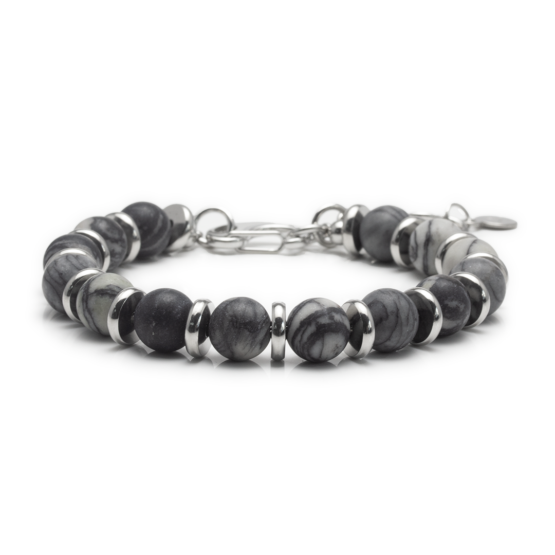 地圖石間鋼片手鏈