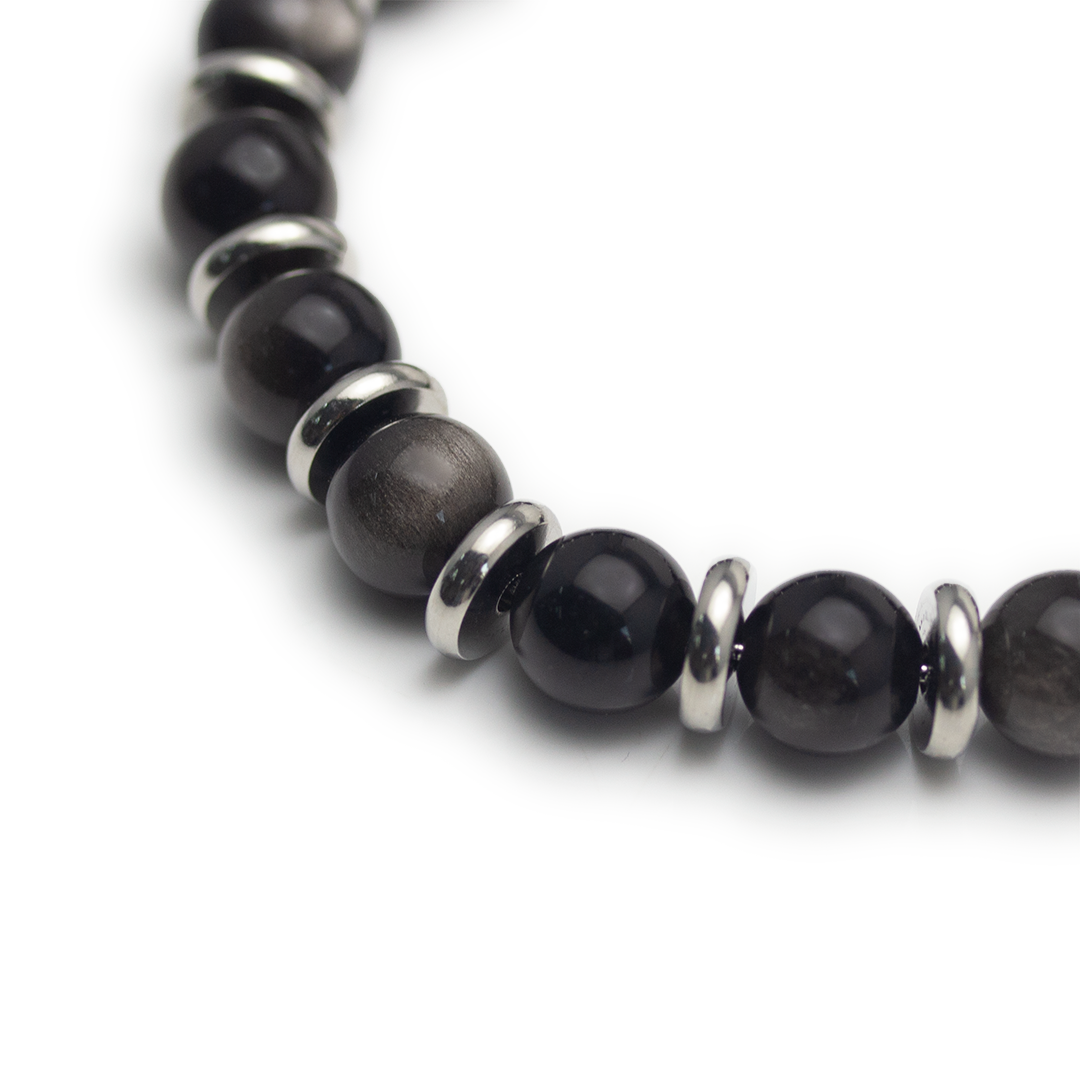 黑曜石間鋼片手鏈