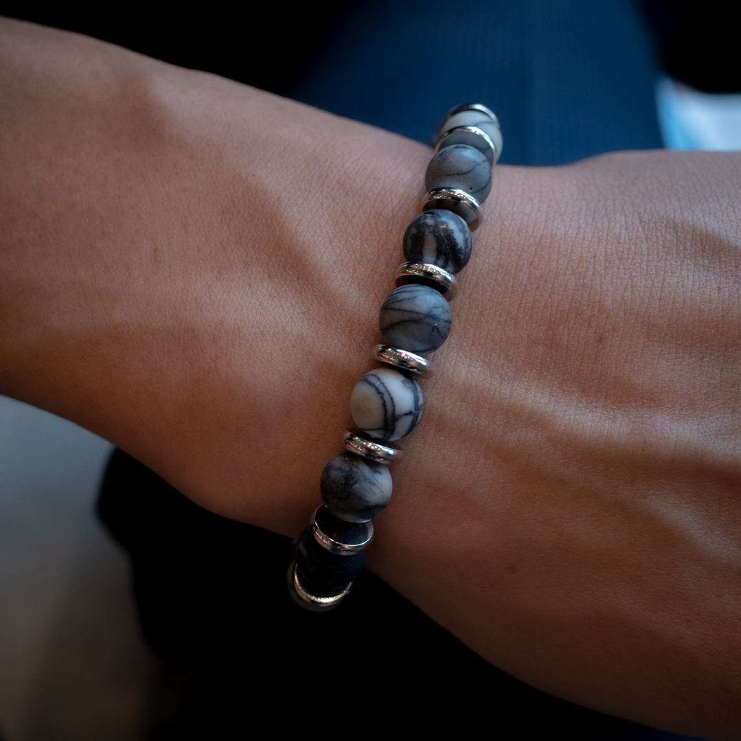 地圖石間鋼片手鏈