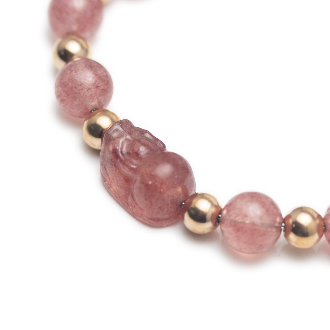 Brave Troops Strawberry Quartz Bracelet - Think Positive