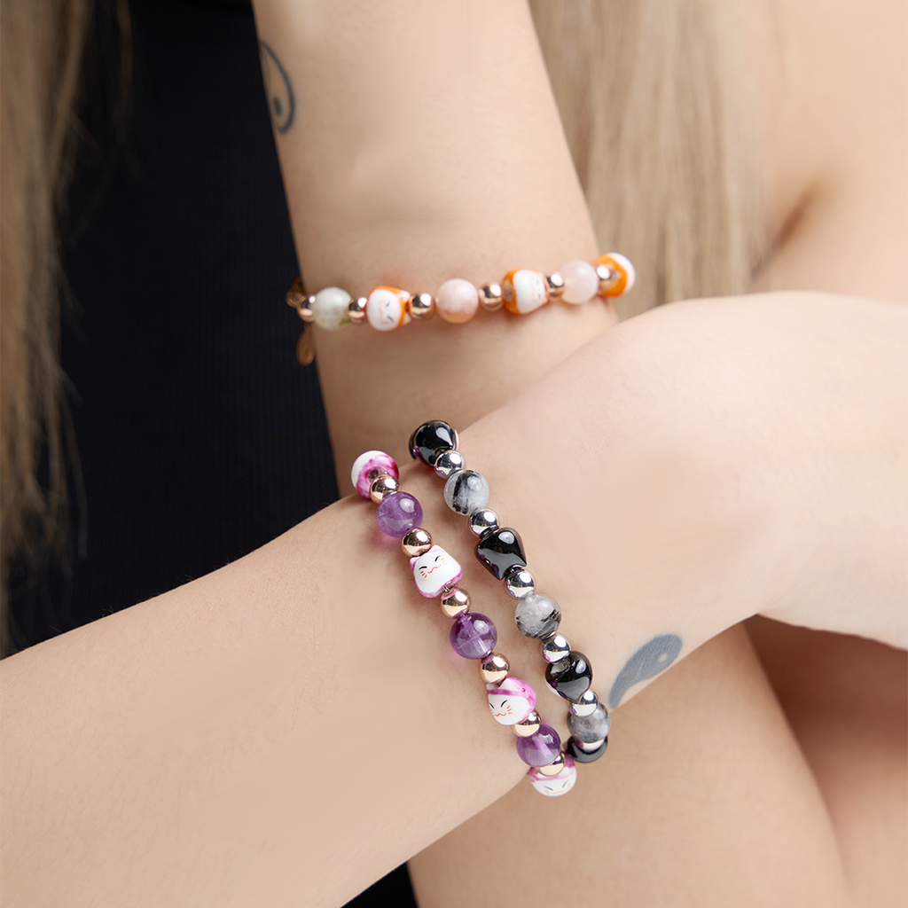 Maneki Sakura Agate Bracelet - Wealth Neko