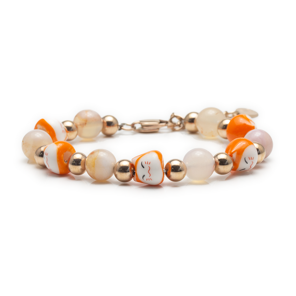 Maneki Sakura Agate Bracelet - Wealth Neko