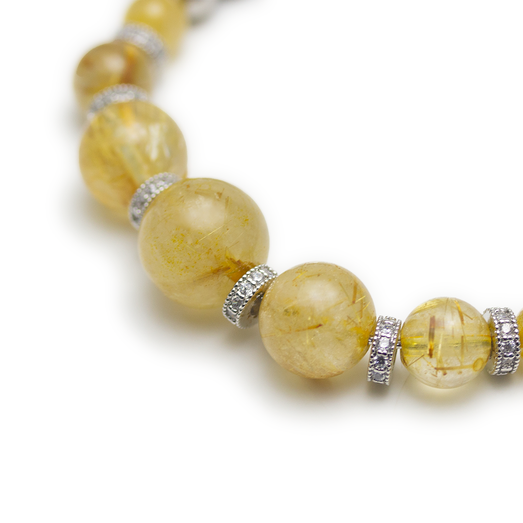 Spackling Planet Golden Rutilated Quartz Bracelet - Jupiter
