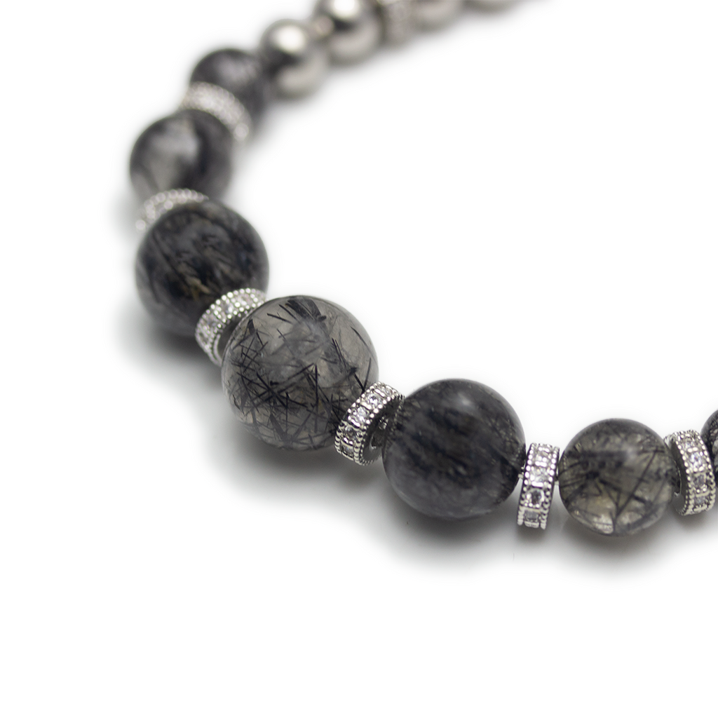 Spackling Planet Black Rutilated Quartz Bracelet - Mercury