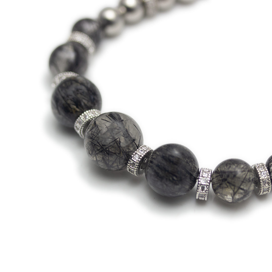 Spackling Planet Black Rutilated Quartz Bracelet - Mercury
