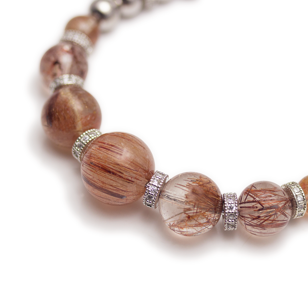 Spackling Planet Red Rutilated Quartz Bracelet - Mars