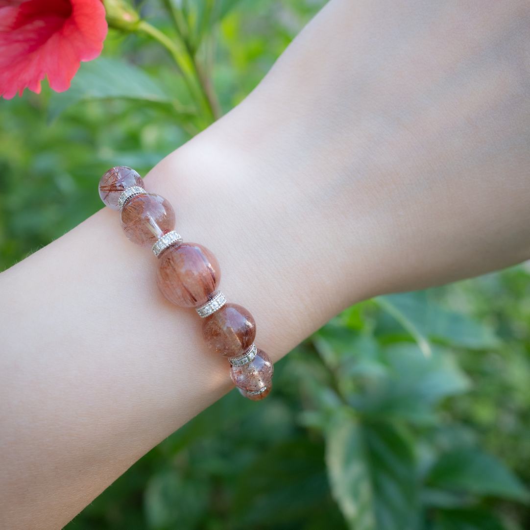 Spackling Planet Red Rutilated Quartz Bracelet - Mars