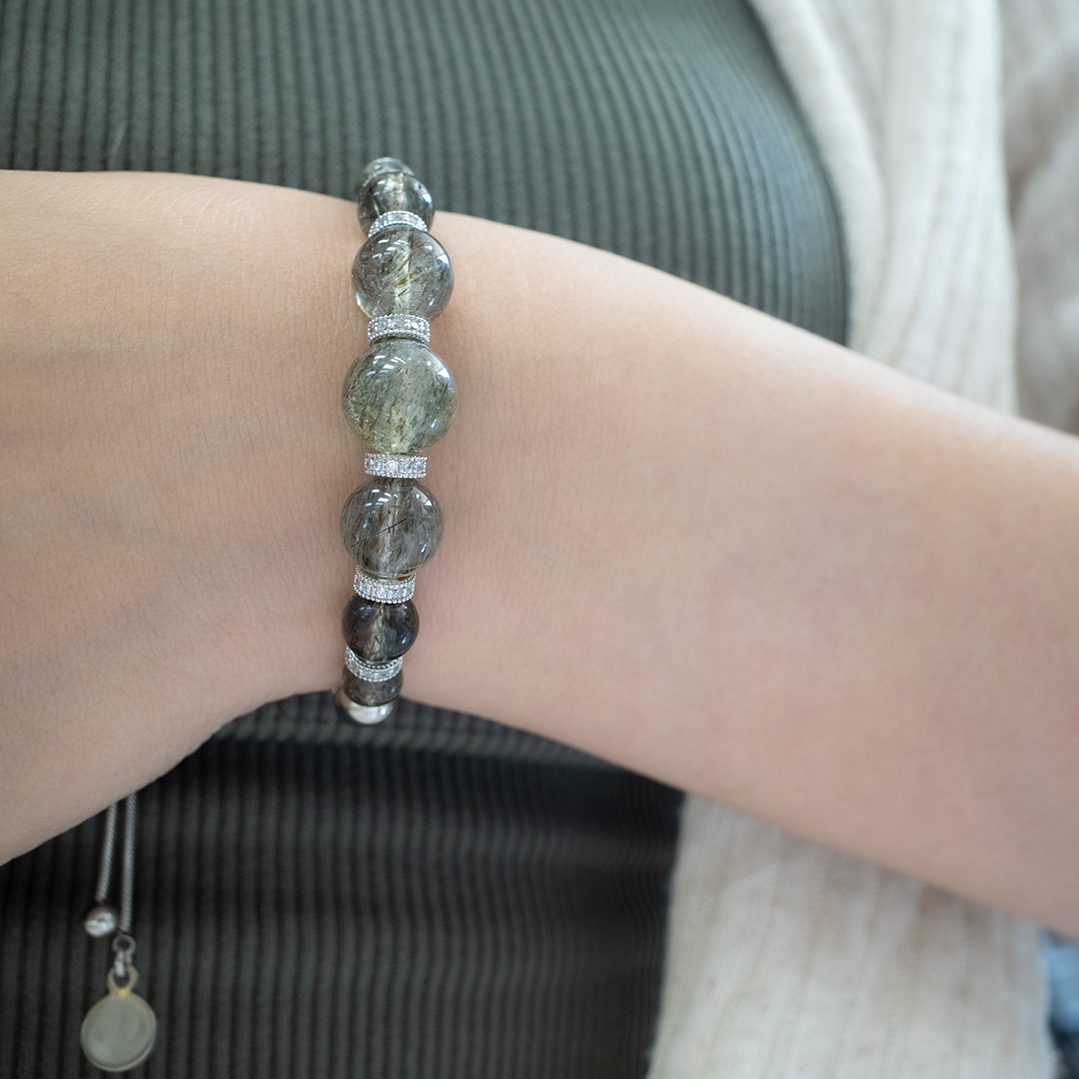 Spackling Planet Green Rutilated Quartz Bracelet - Venus